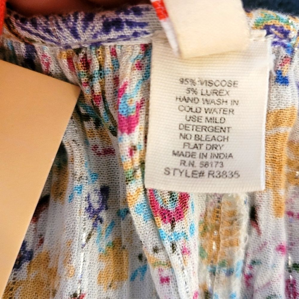 Nwt RAGA Multicolor Short Sleeve Ruffle Top Size Medium - Picture 9 of 16